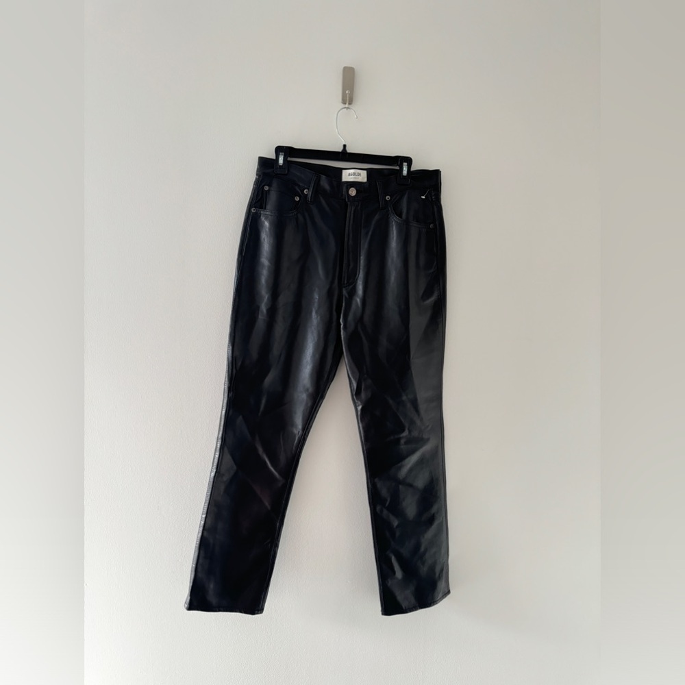 AGOLDE Riley Long Recycled Leather Black Pants 30 - Picture 4 of 8